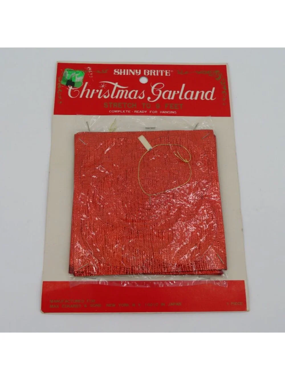 VTG Shiny Brite Christmas Garland Red Foil 9 Feet Made in Japan Retro NEW Xmas